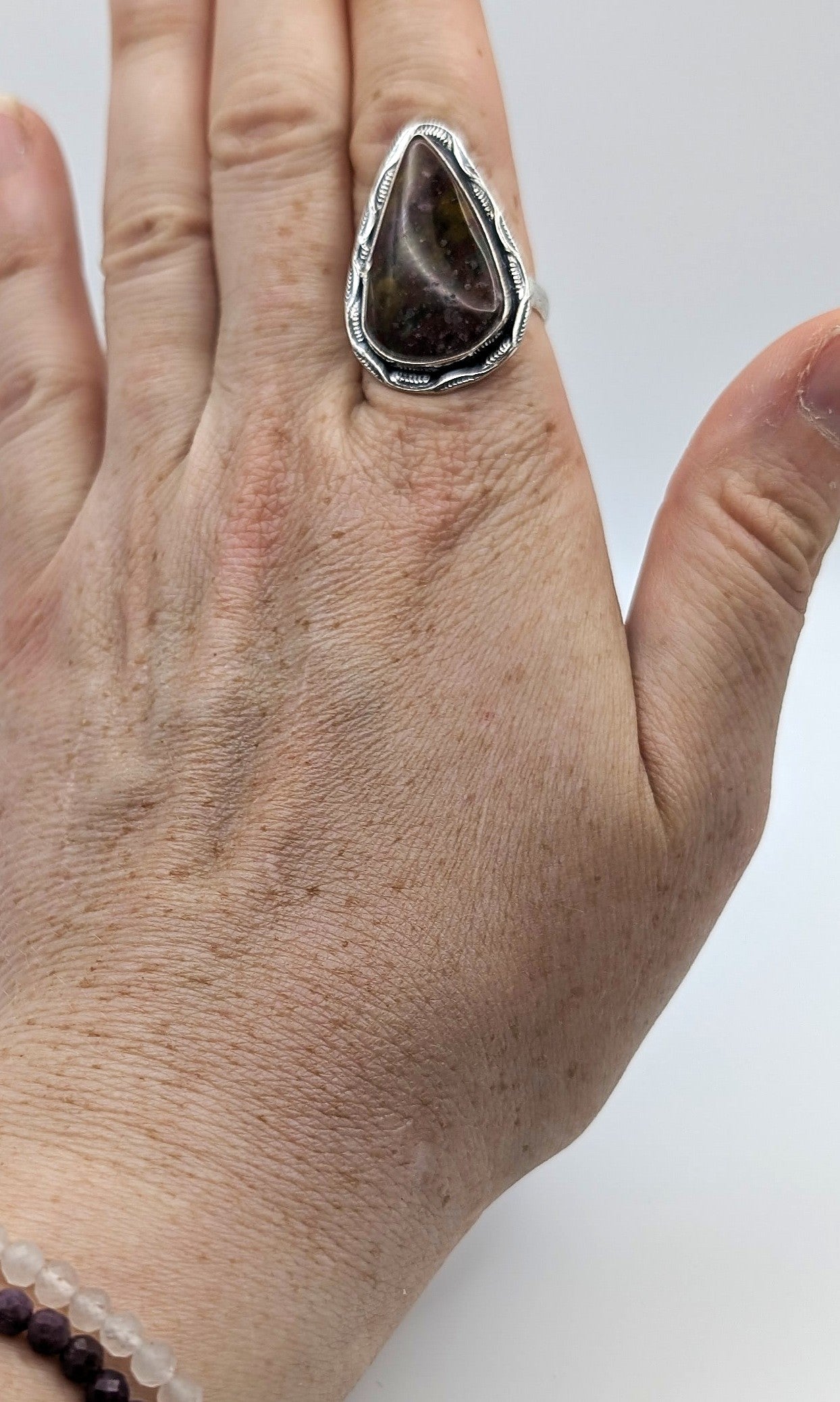 Ring Ocean Jasper Silver Color Plated Statement | | Wiccan Center