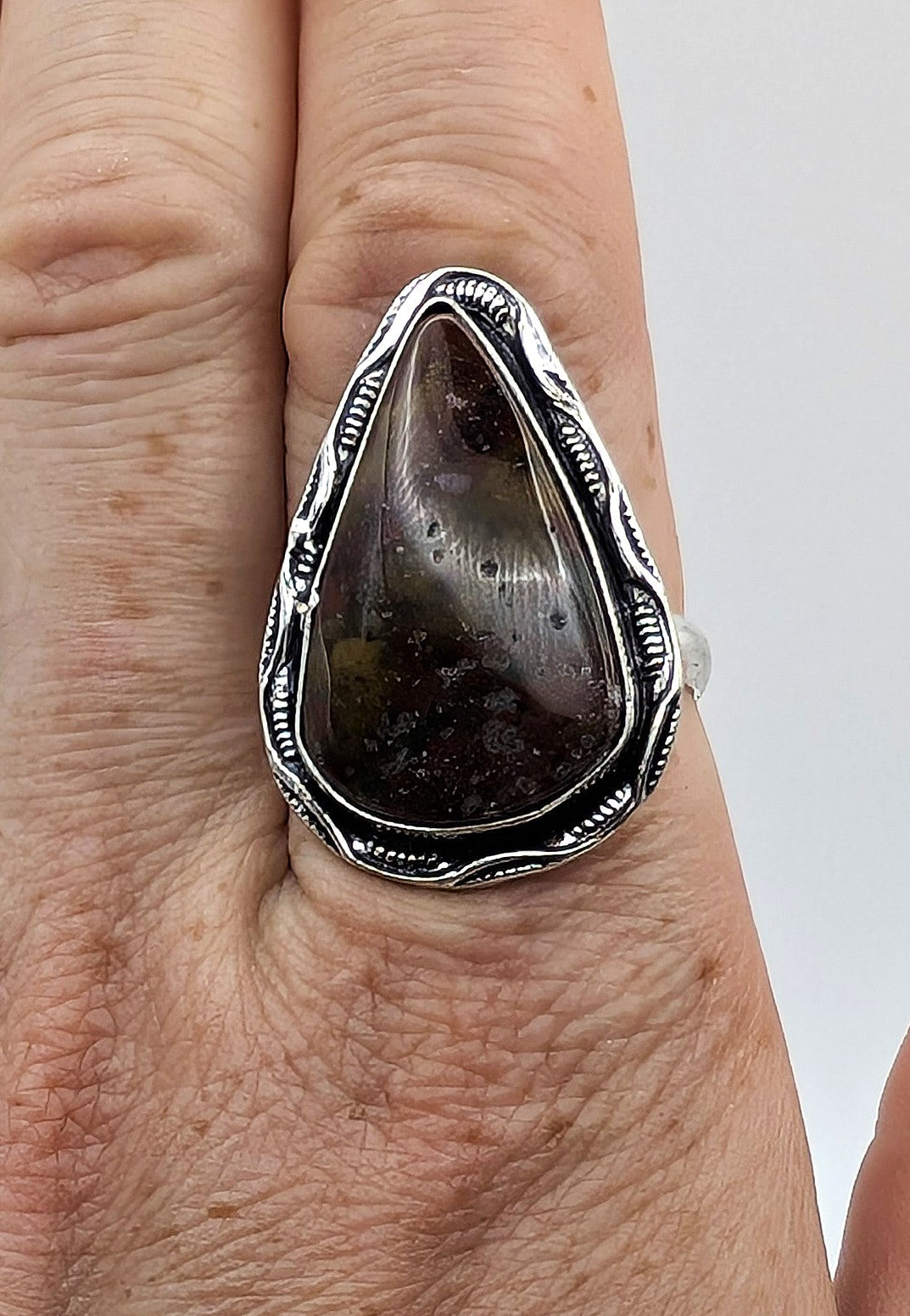 Ring Ocean Jasper Silver Color Plated Statement | | Wiccan Center