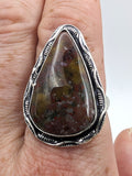 Ring Ocean Jasper Silver Color Plated Statement | | Wiccan Center