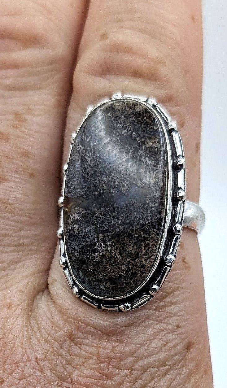 Ring Fossil Coral Silver Color Plated Statement | | Wiccan Center
