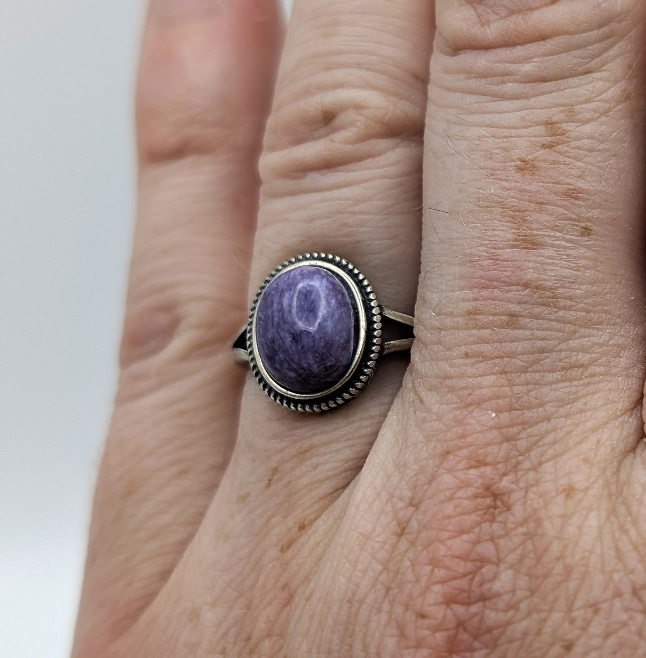 Ring Charoite Sterling Silver– Rare Violet Transformation Stone | | Wiccan Center