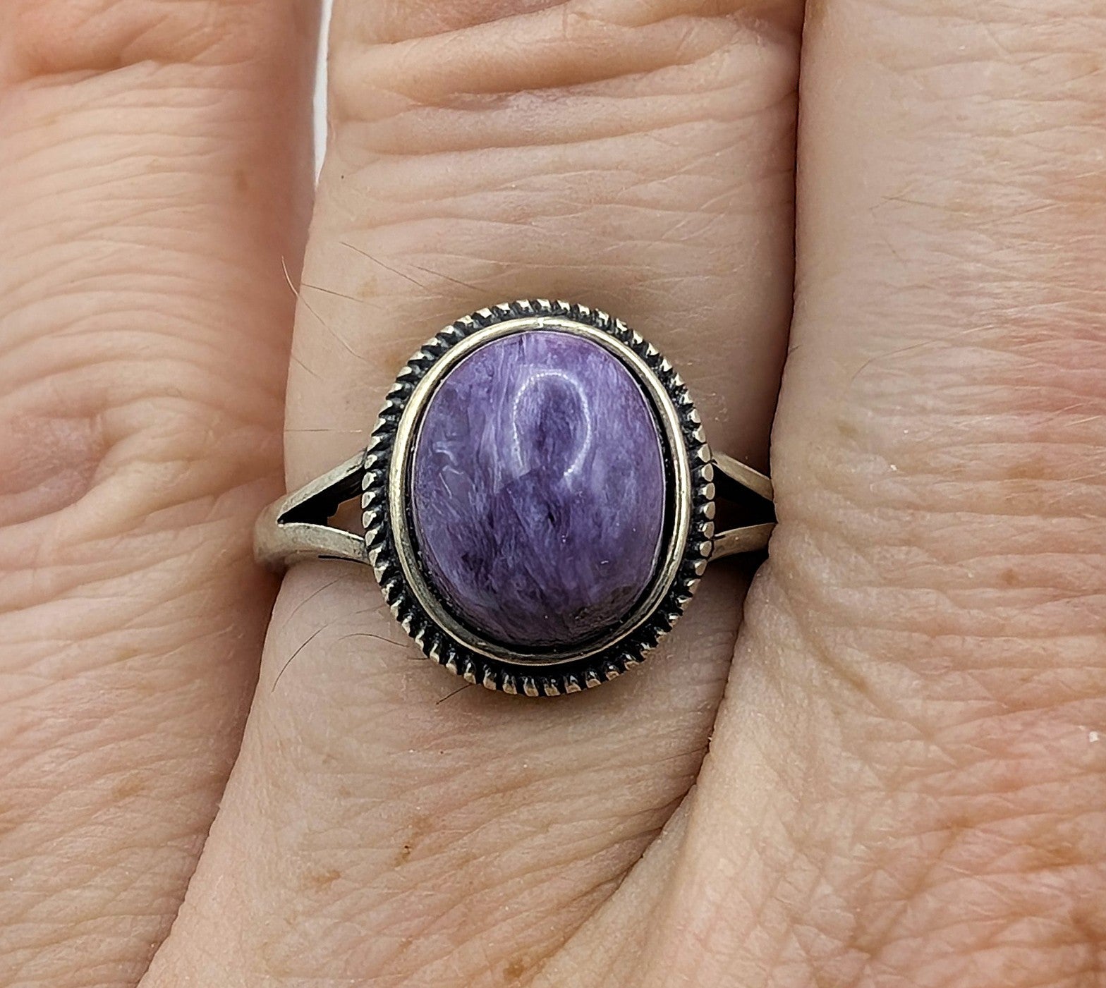Ring Charoite Sterling Silver– Rare Violet Transformation Stone | | Wiccan Center