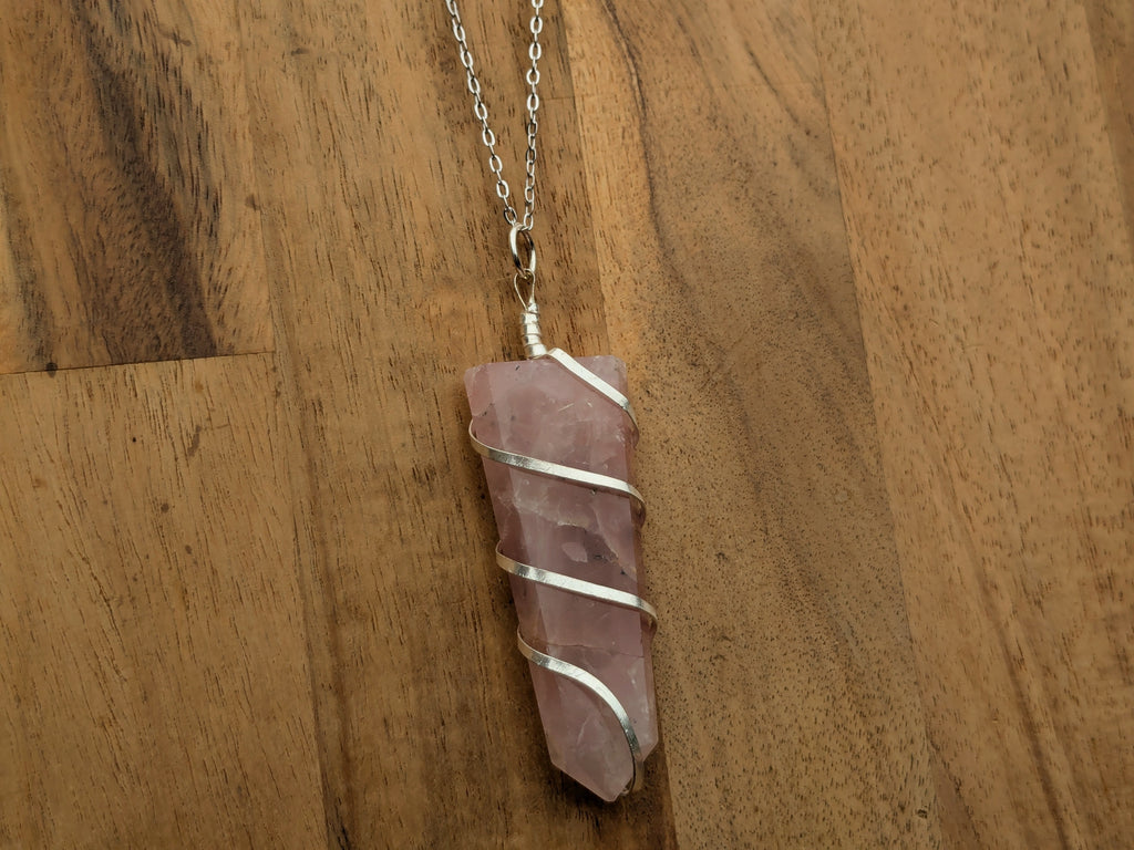 Rose Quartz Spiral Wrap Necklace | | Wiccan Center