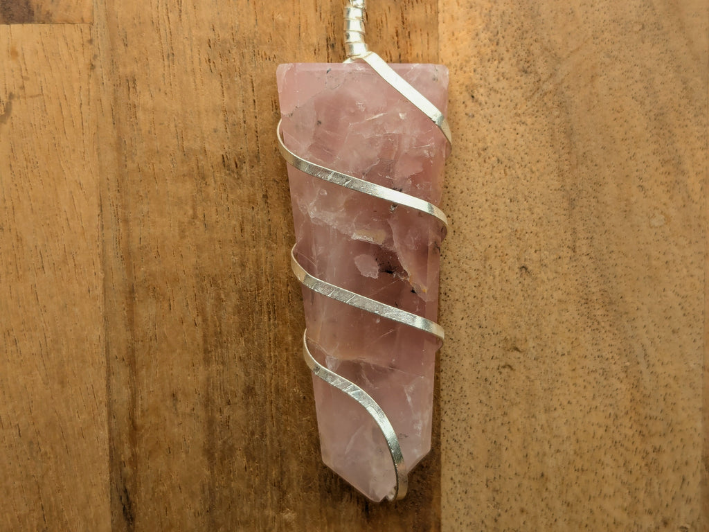 Rose Quartz Spiral Wrap Necklace | | Wiccan Center