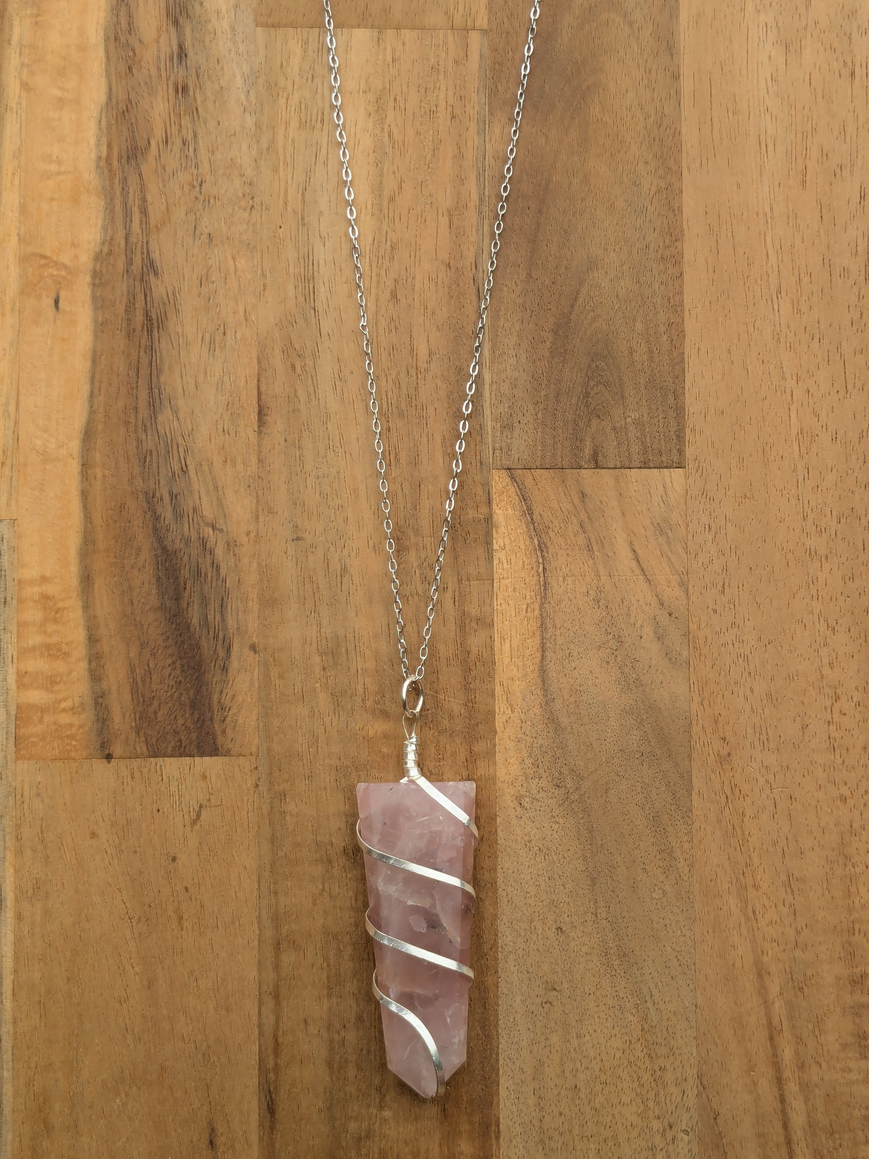 Rose Quartz Spiral Wrap Necklace | | Wiccan Center