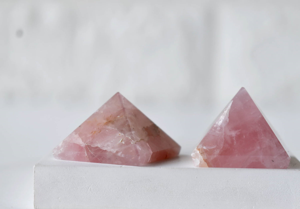 Rose Quartz Pyramids (Balance and Emotional Health) | Pyramids & Spheres | Wiccan Center