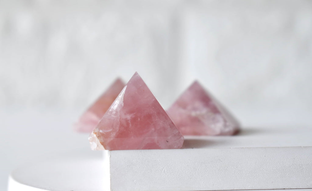 Rose Quartz Pyramids (Balance and Emotional Health) | Pyramids & Spheres | Wiccan Center