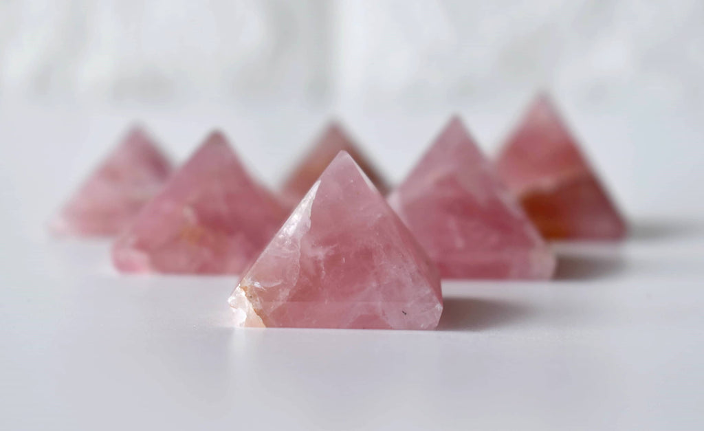 Rose Quartz Pyramids (Balance and Emotional Health) | Pyramids & Spheres | Wiccan Center