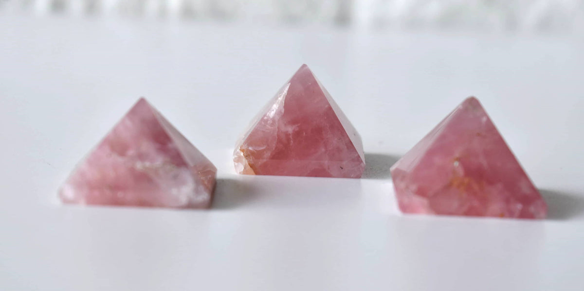 Rose Quartz Pyramids (Balance and Emotional Health) | Pyramids & Spheres | Wiccan Center