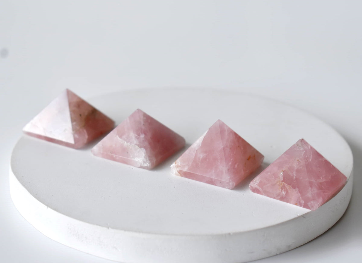 Rose Quartz Pyramids (Balance and Emotional Health) | Pyramids & Spheres | Wiccan Center