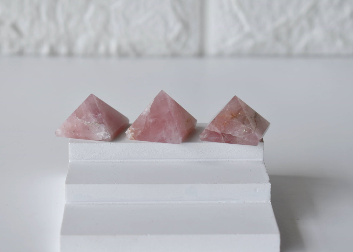 Rose Quartz Pyramids (Balance and Emotional Health) | Pyramids & Spheres | Wiccan Center