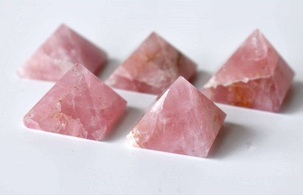 Rose Quartz Pyramids (Balance and Emotional Health) | Pyramids & Spheres | Wiccan Center