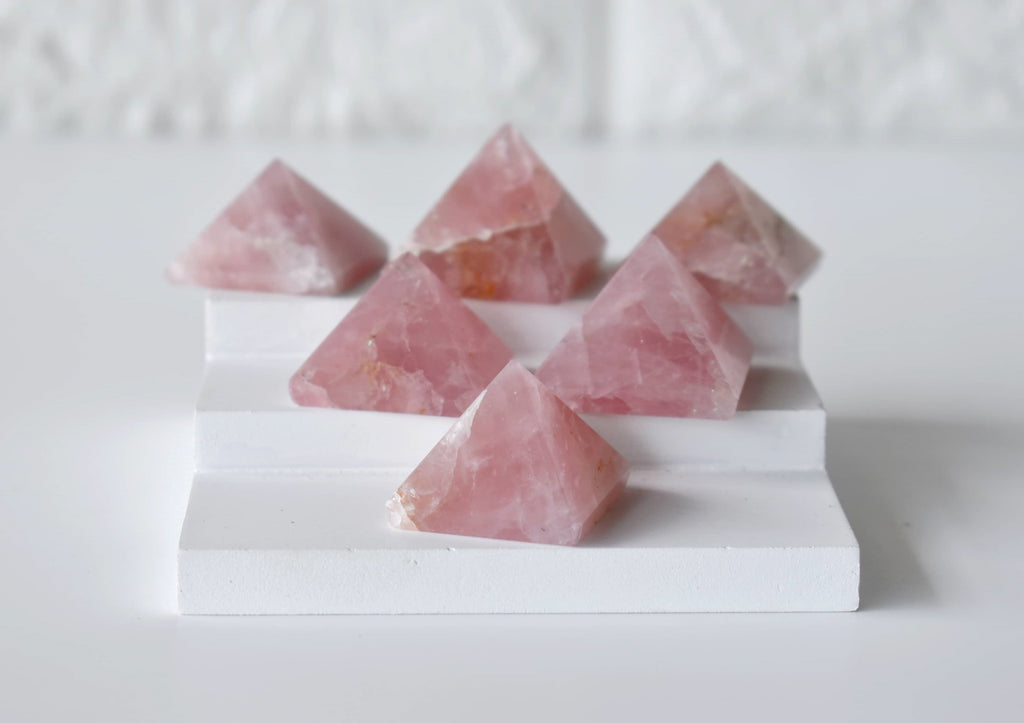 Rose Quartz Pyramids (Balance and Emotional Health) | Pyramids & Spheres | Wiccan Center