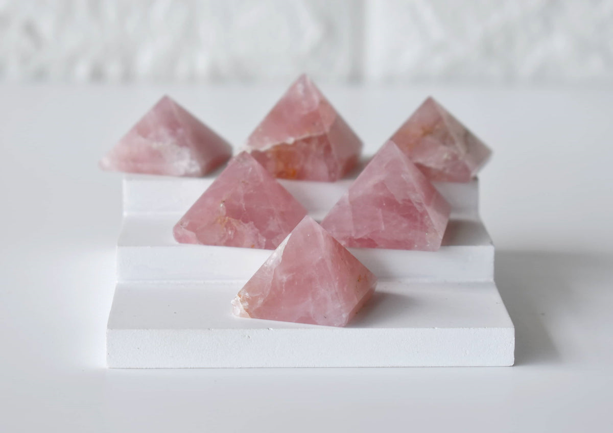 Rose Quartz Pyramids (Balance and Emotional Health) | Pyramids & Spheres | Wiccan Center