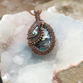 Paua Abalone Shell Wire Wrap Pendant