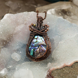 Paua Shell Wire Wrap Crystal Pendant - Emotional Calm | Wire Wraps | Wiccan Center
