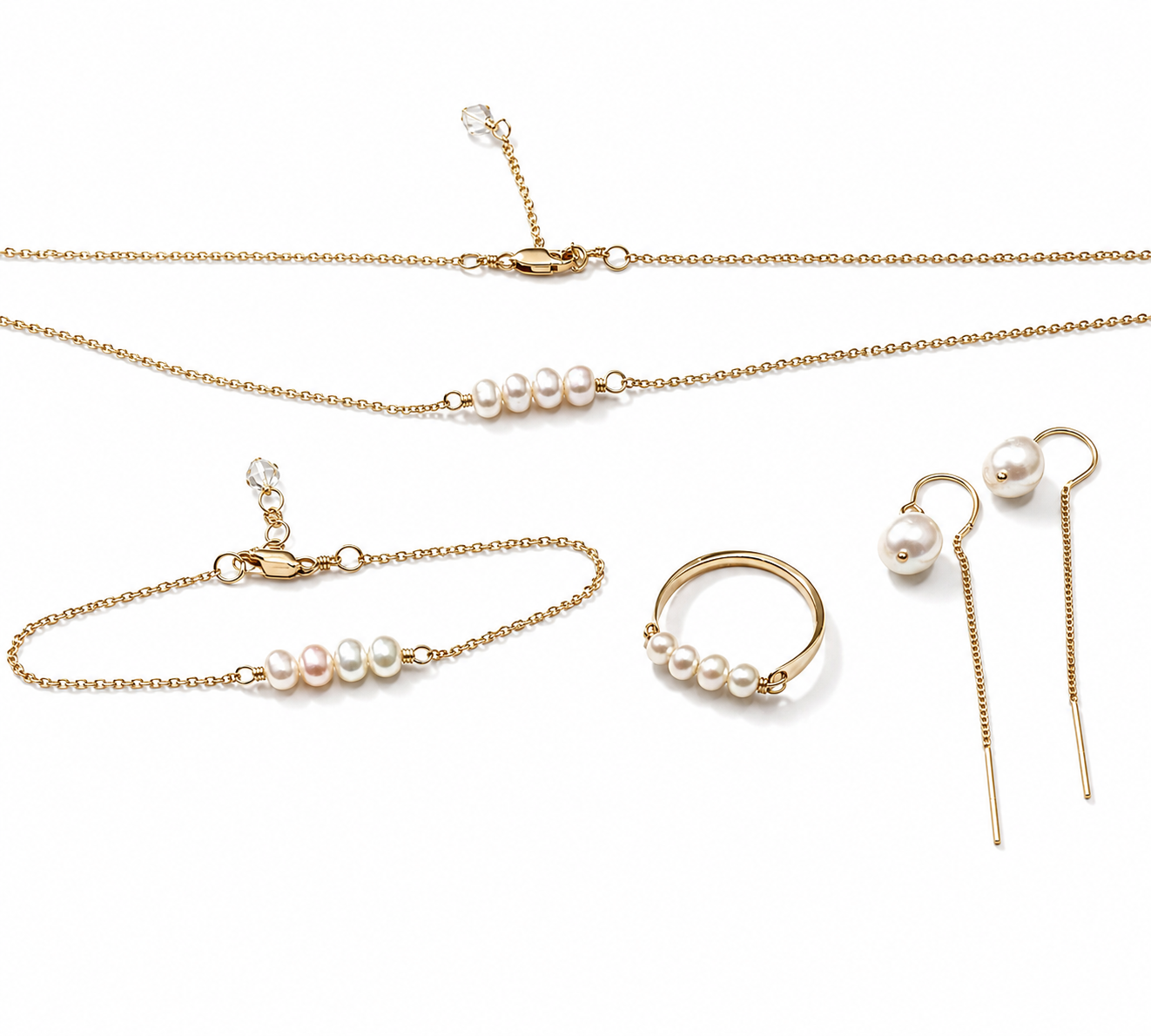 Three Pearls Bracelet | 14K Gold Filled or Sterling Silver