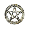 Black w/Gold Pentagram Metal Altar Tile Silver Plated over Solid Brass | Figurine | Wiccan Center
