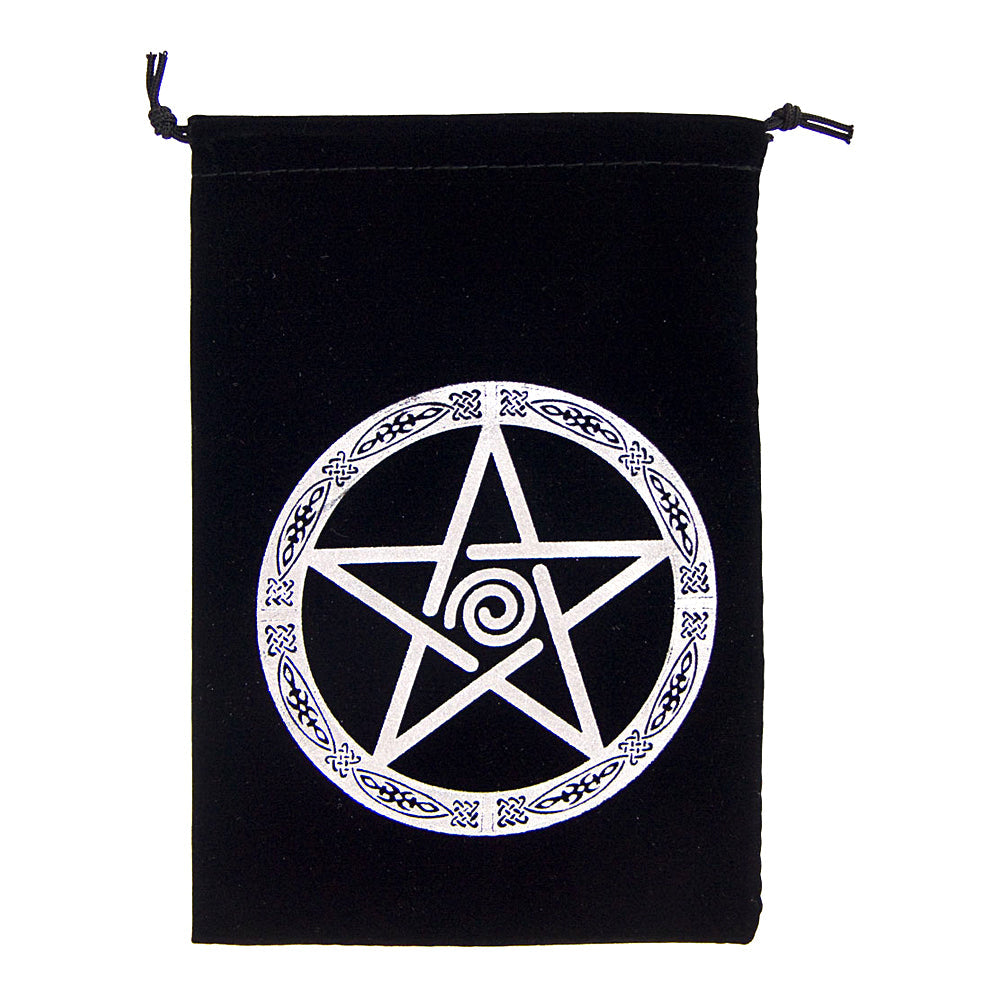 Pentacle Black Velvet Embroidered Bag | Tarot Cards | Wiccan Center
