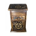 Pentacle Carved Wooden Herb Chest | Wood Box | Wiccan Center