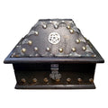 Pentacle Inlaid Black Wood Chest | Wood Box | Wiccan Center