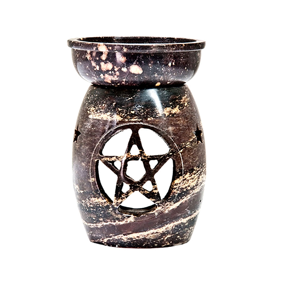 Natural Soapstone Pentacle Aroma Lamp | Oil Burner | Wiccan Center