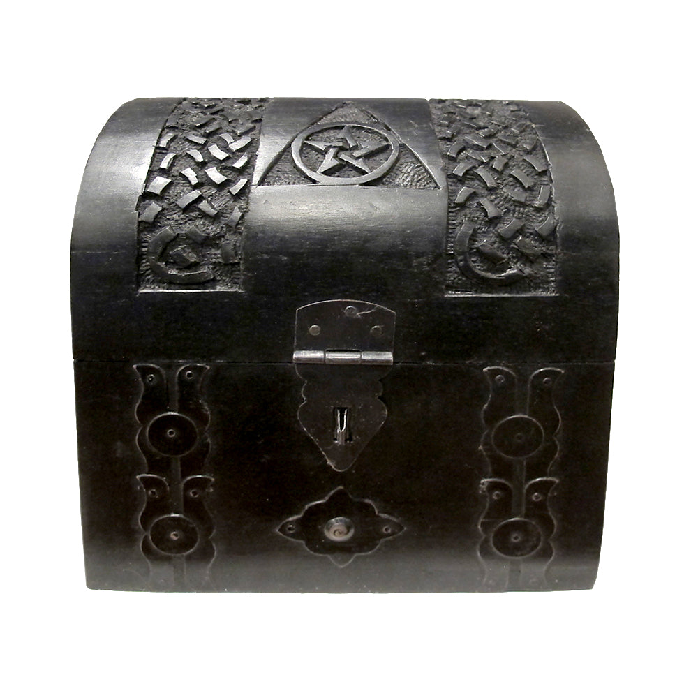 Black Pentagram Chest | Wood Box | Wiccan Center