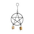Black Pentacle Wind Chime with bells - 11" | Hanging Bells | Wiccan Center