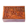 Pentacle Flower Carved Wooden Box | Wood Box | Wiccan Center
