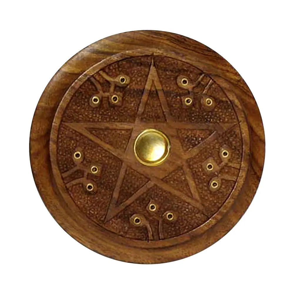 Pentacle Wooden Burner 5" | Incense Burner | Wiccan Center