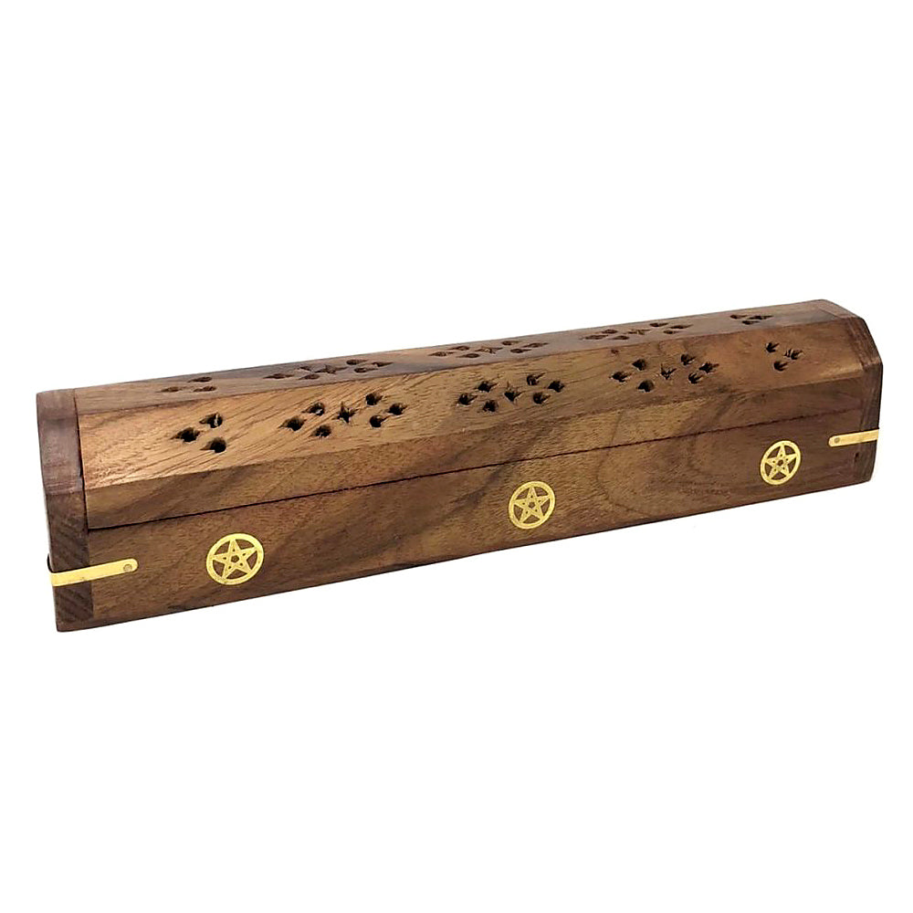 Pentacle Wooden Coffin Box Burner | Incense Holder | Wiccan Center