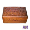 Pentacle Carved Wooden Box | Wood Box | Wiccan Center