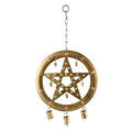 Pentacle Brass Wind Chime | Hanging Bells | Wiccan Center