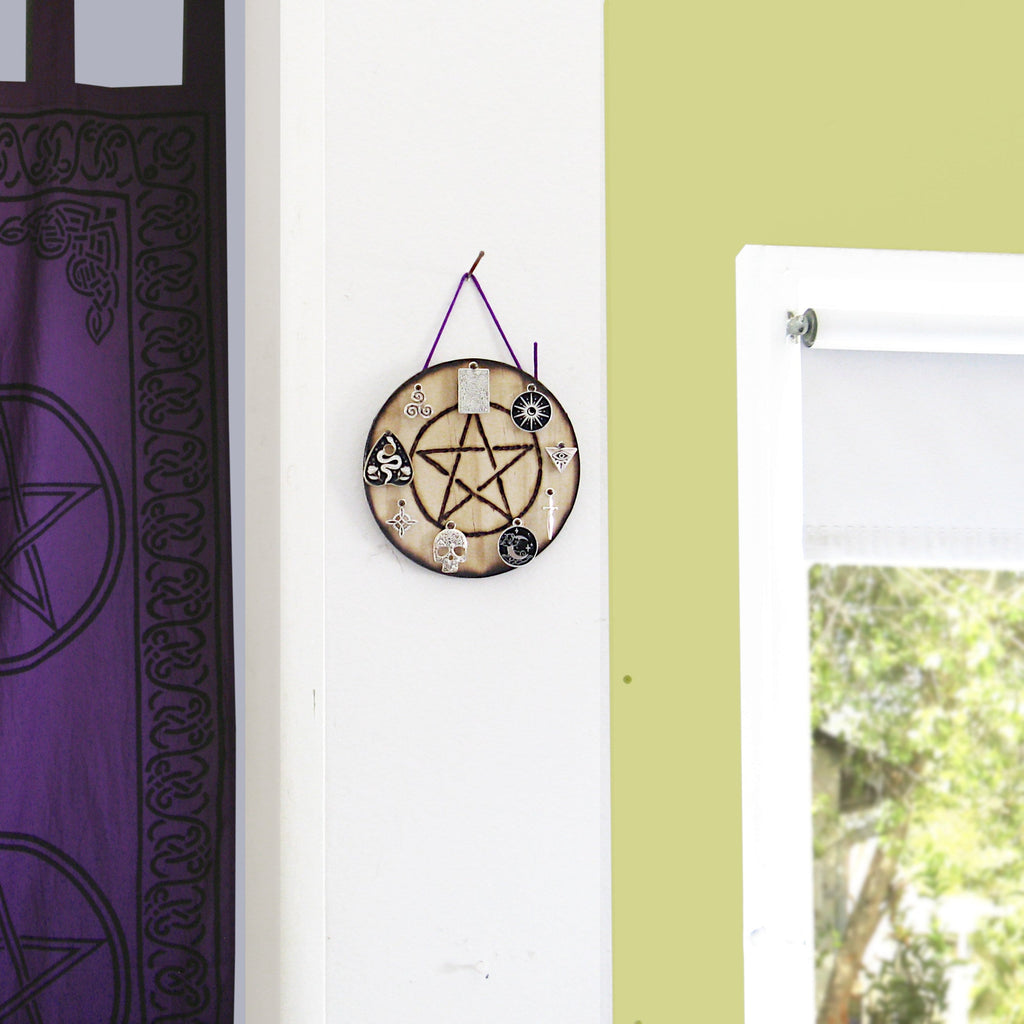 Pentagram Talisman / Amulet with 9 Charms - Handcrafted | Wall Hangings | Wiccan Center