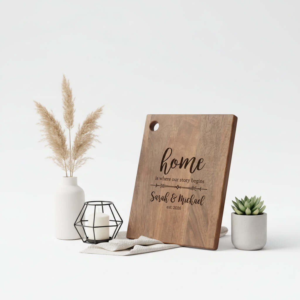 Personalized Walnut Cutting Board – Custom Engraved Wooden Kitchen Board