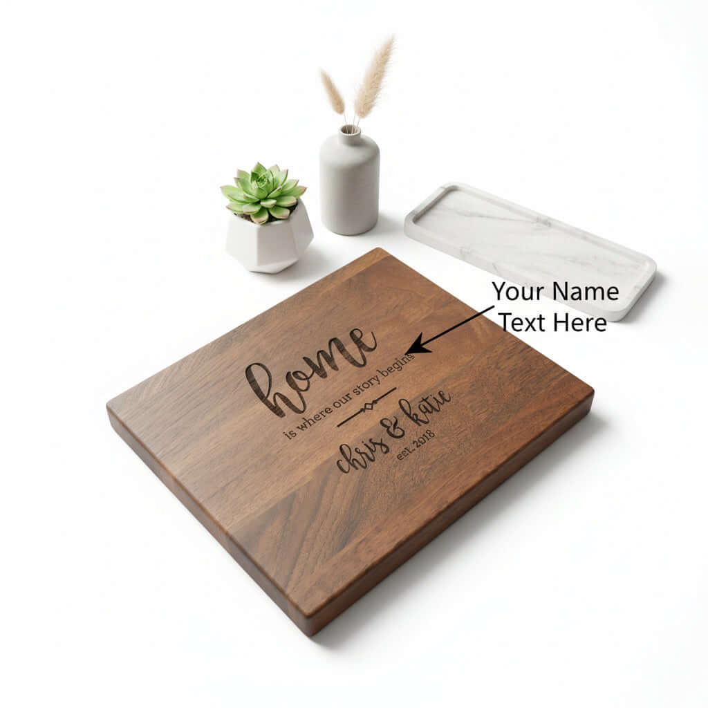 Personalized Walnut Cutting Board – Custom Engraved Wooden Kitchen Board