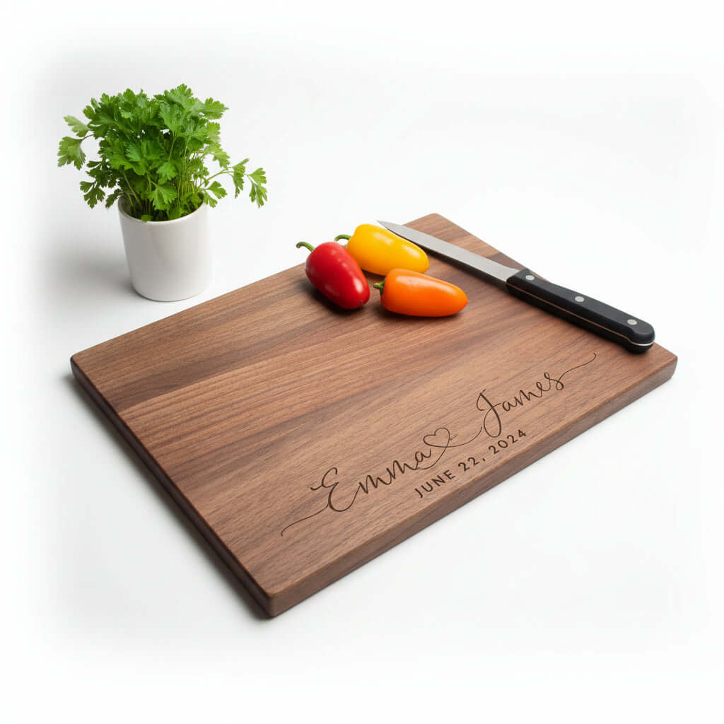 Personalized Walnut Cutting Board – Custom Engraved Wooden Kitchen Board