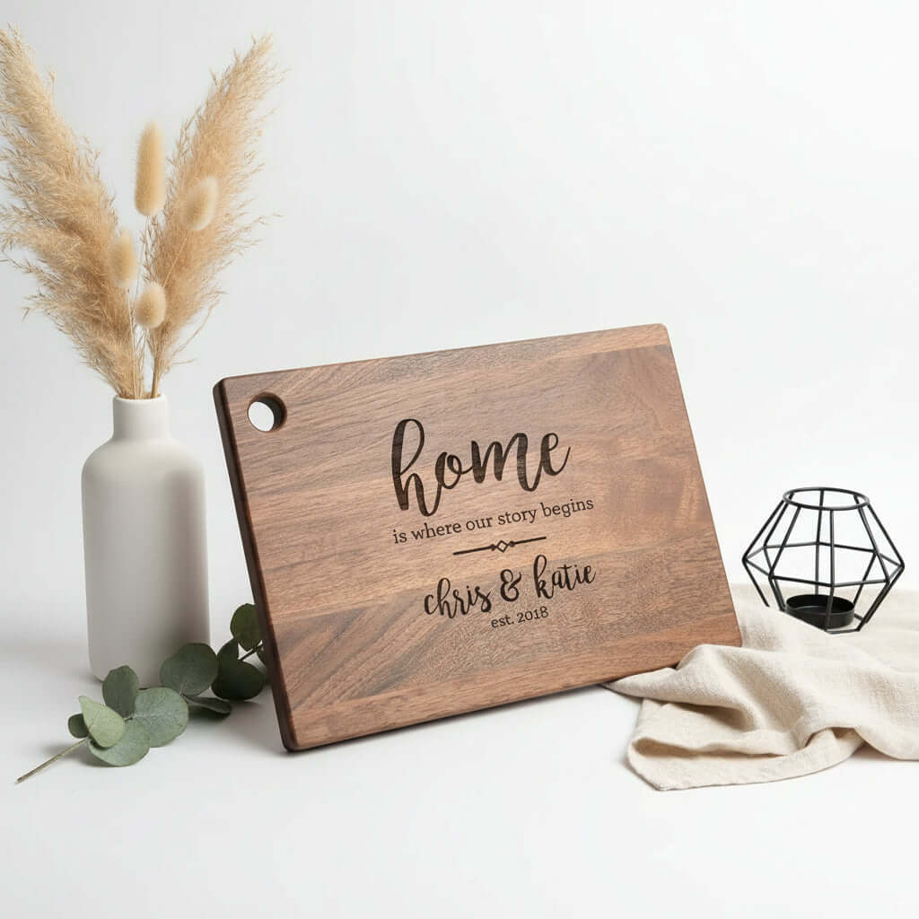 Personalized Walnut Cutting Board – Custom Engraved Wooden Kitchen Board