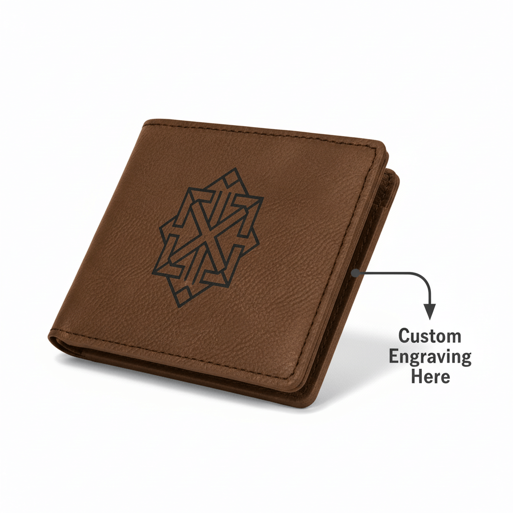 Personalized leather bifold wallet with Personalized Engraving