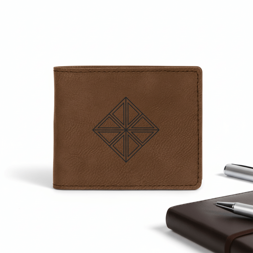 Personalized leather bifold wallet with Personalized Engraving