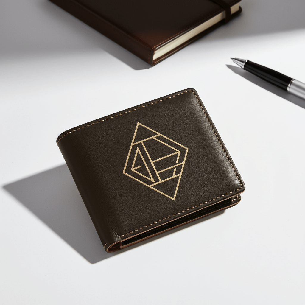 Personalized leather bifold wallet with Personalized Engraving