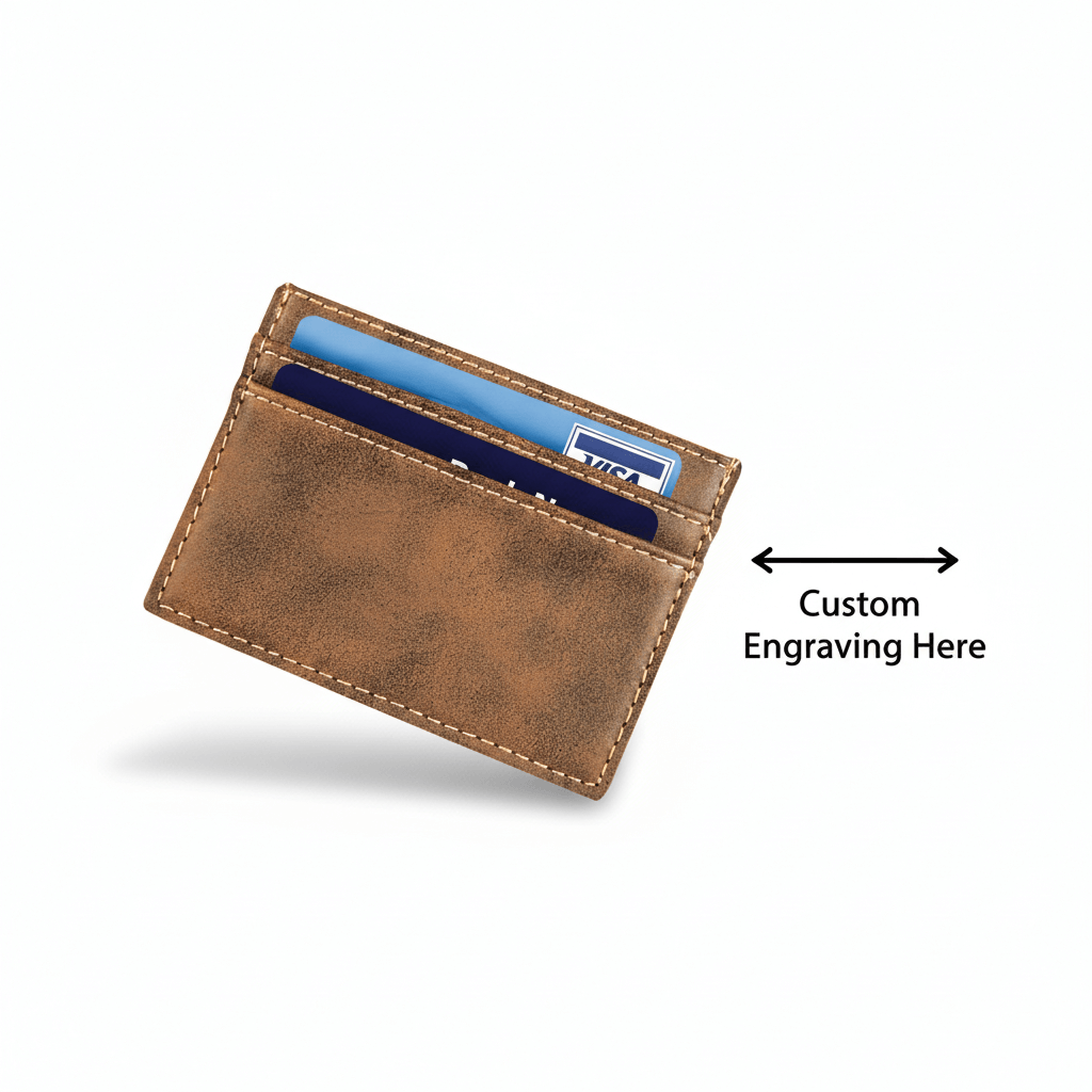 Personalized leatherette wallet clip with Personalized Engraving