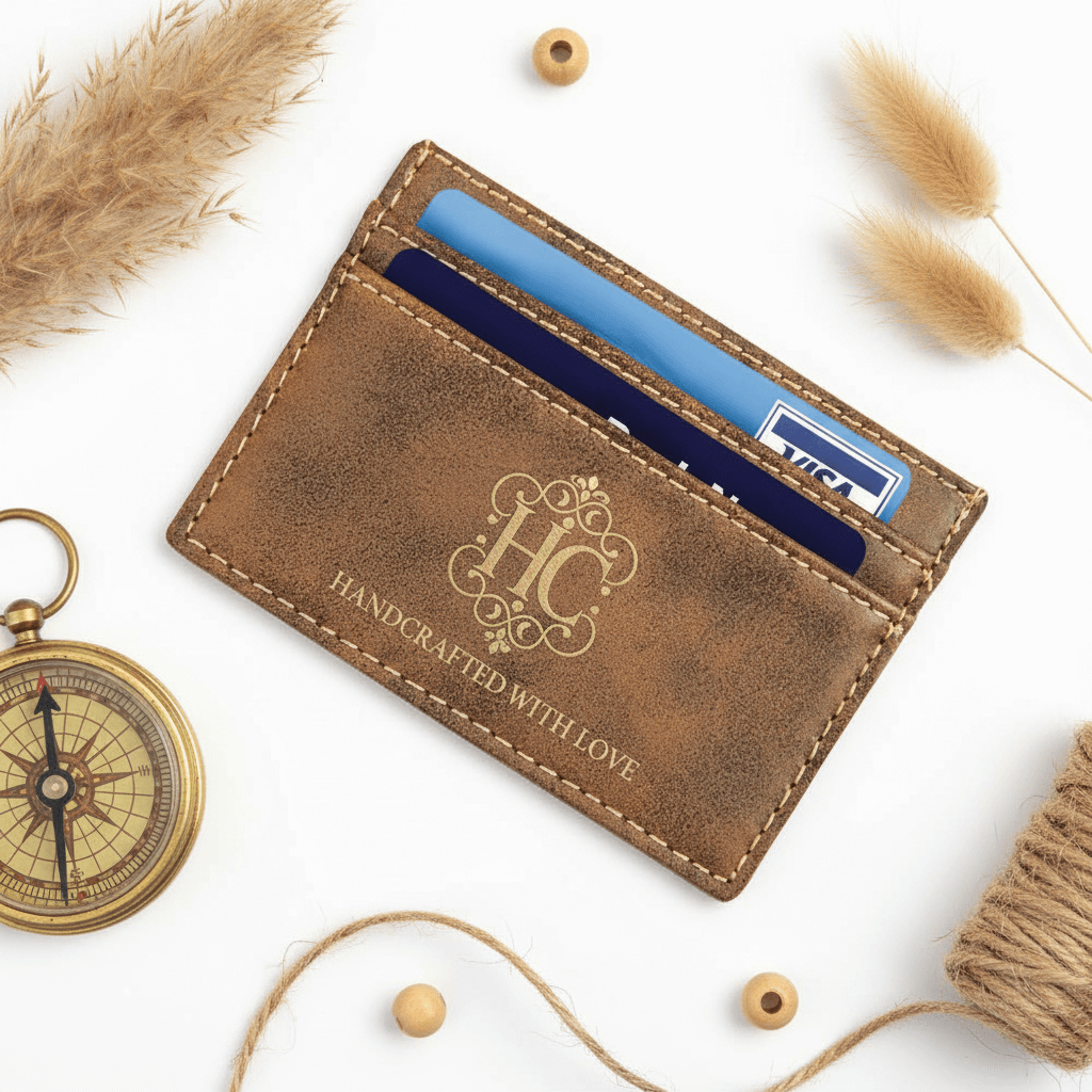 Personalized leatherette wallet clip with Personalized Engraving