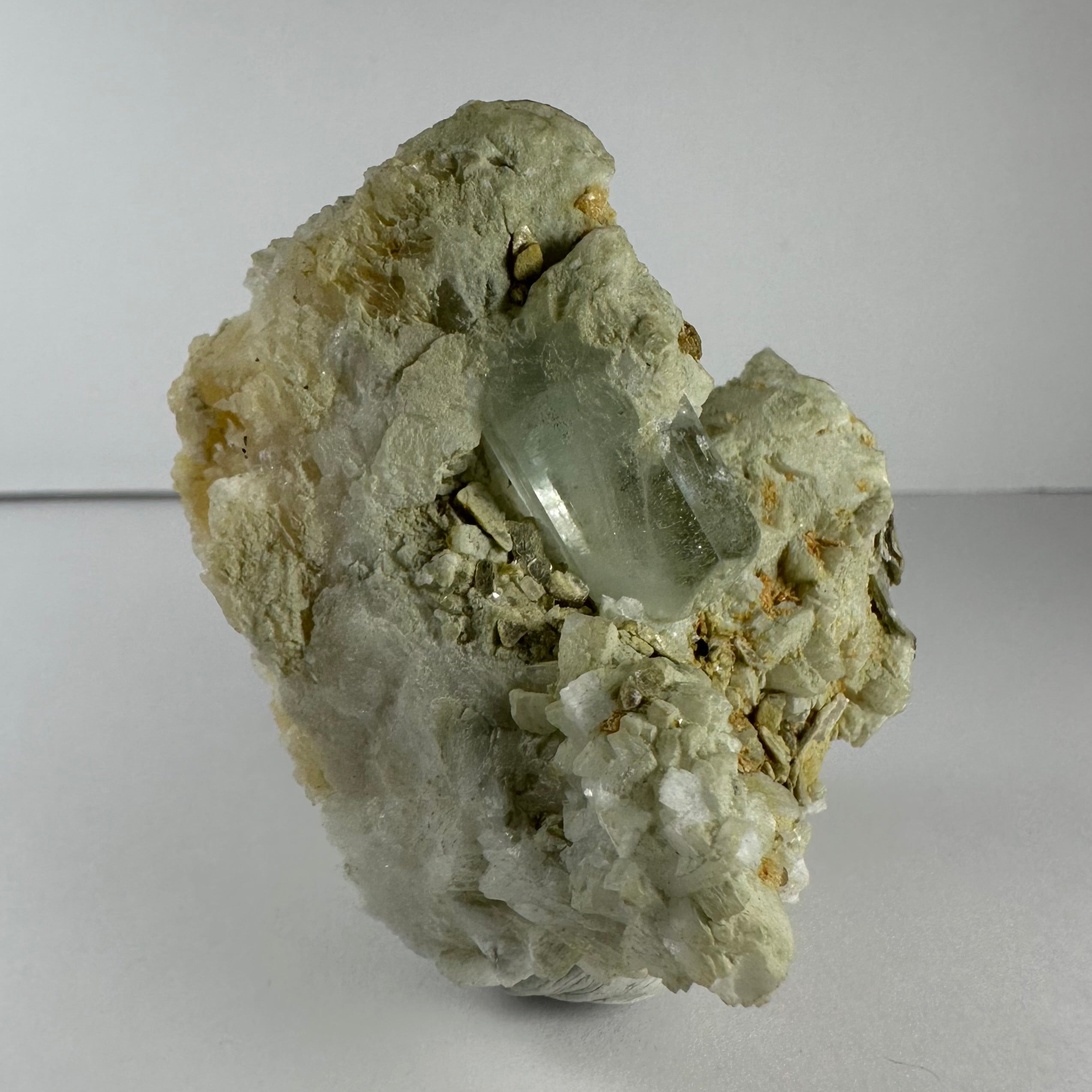 Aquamarine Crystal on Feldspar, Albite, and Mica Matrix from Nuristan Province, Afghanistan | Minerals | Wiccan Center