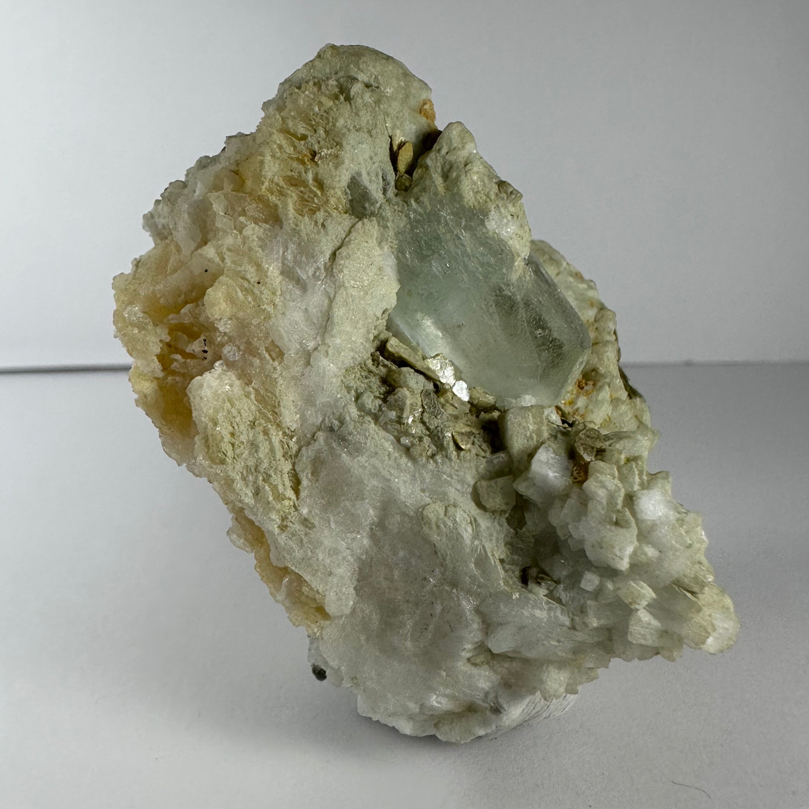 Aquamarine Crystal on Feldspar, Albite, and Mica Matrix from Nuristan Province, Afghanistan | Minerals | Wiccan Center
