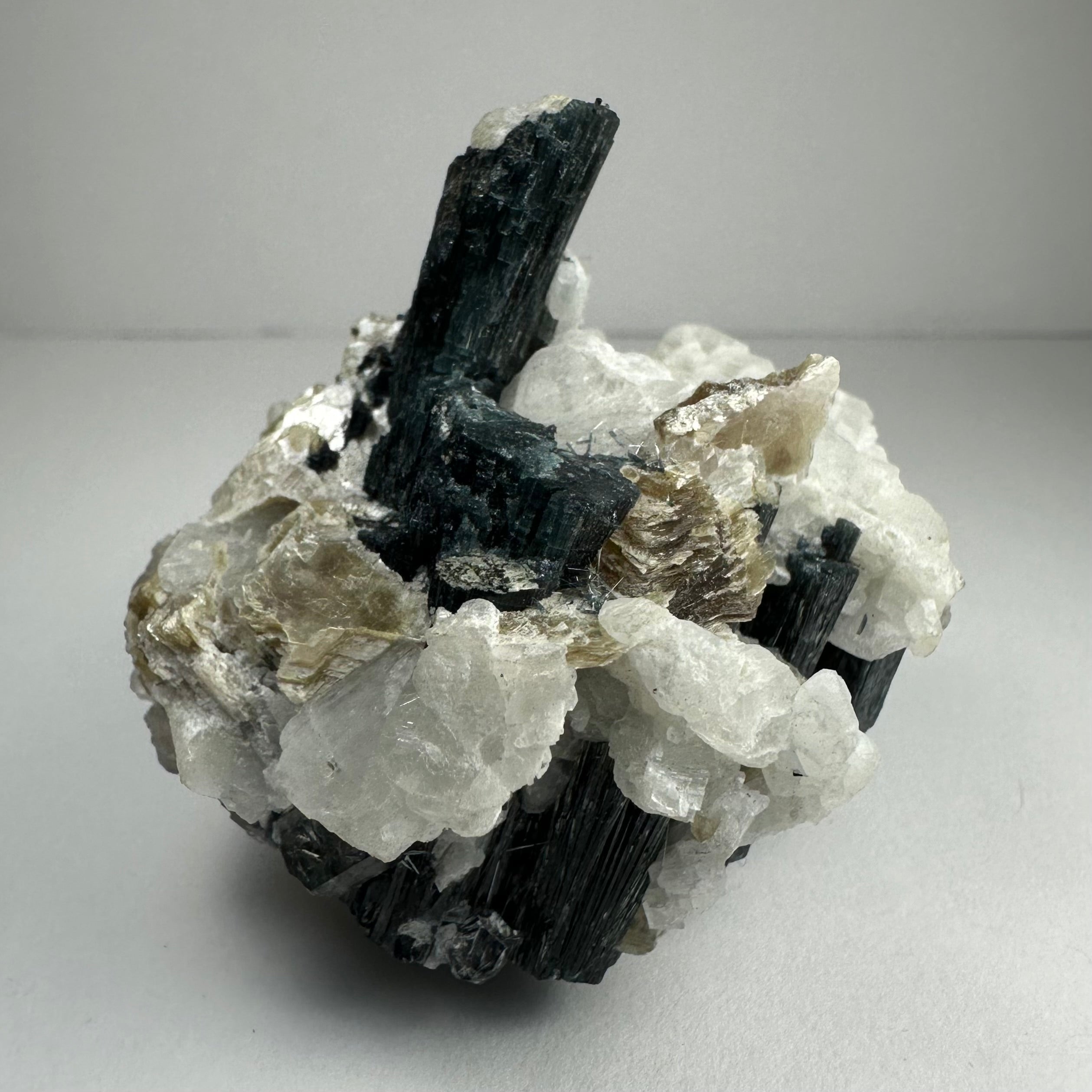 Green Tourmaline with Quarz, Mica and Albite, Brazil | Minerals | Wiccan Center