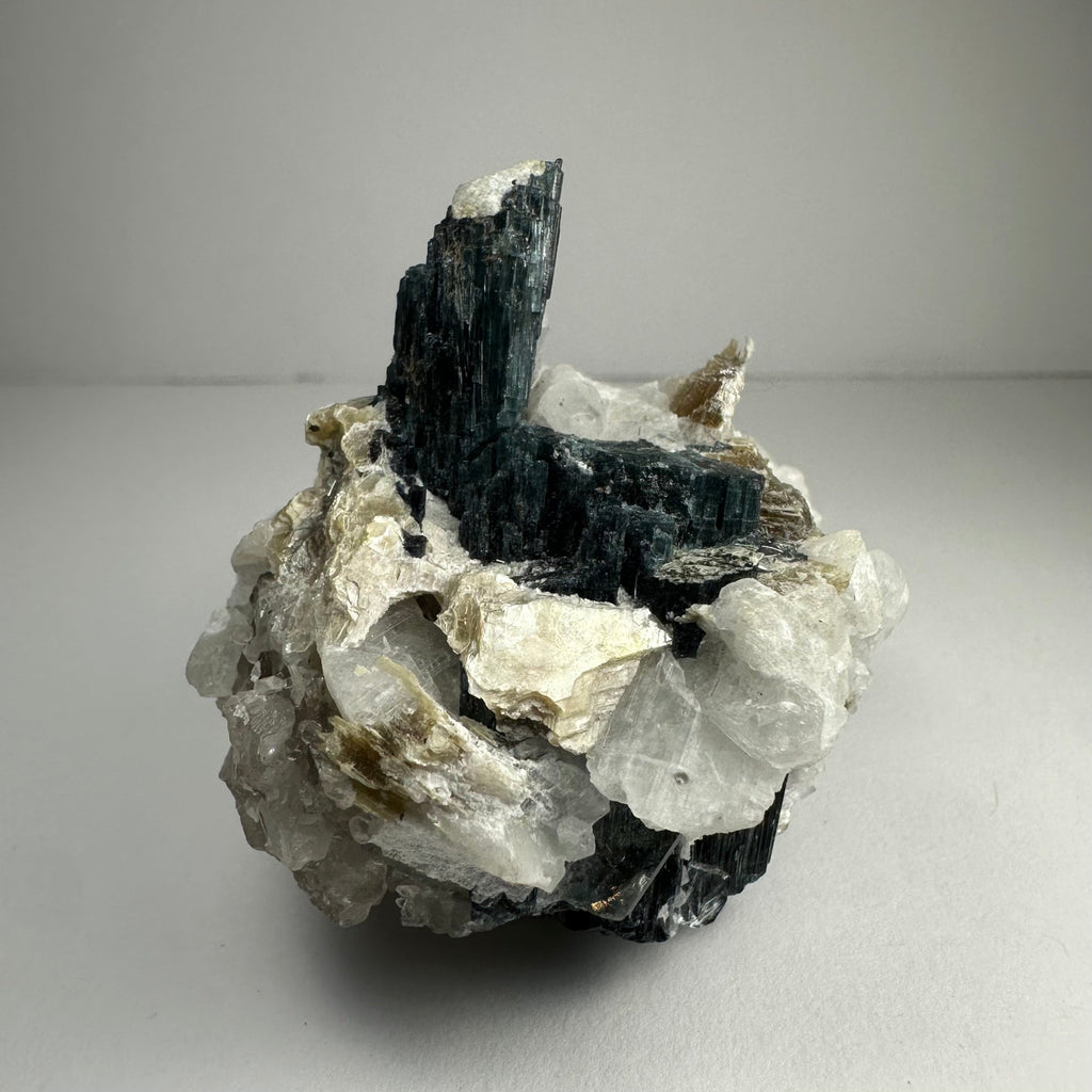 Green Tourmaline with Quarz, Mica and Albite, Brazil | Minerals | Wiccan Center