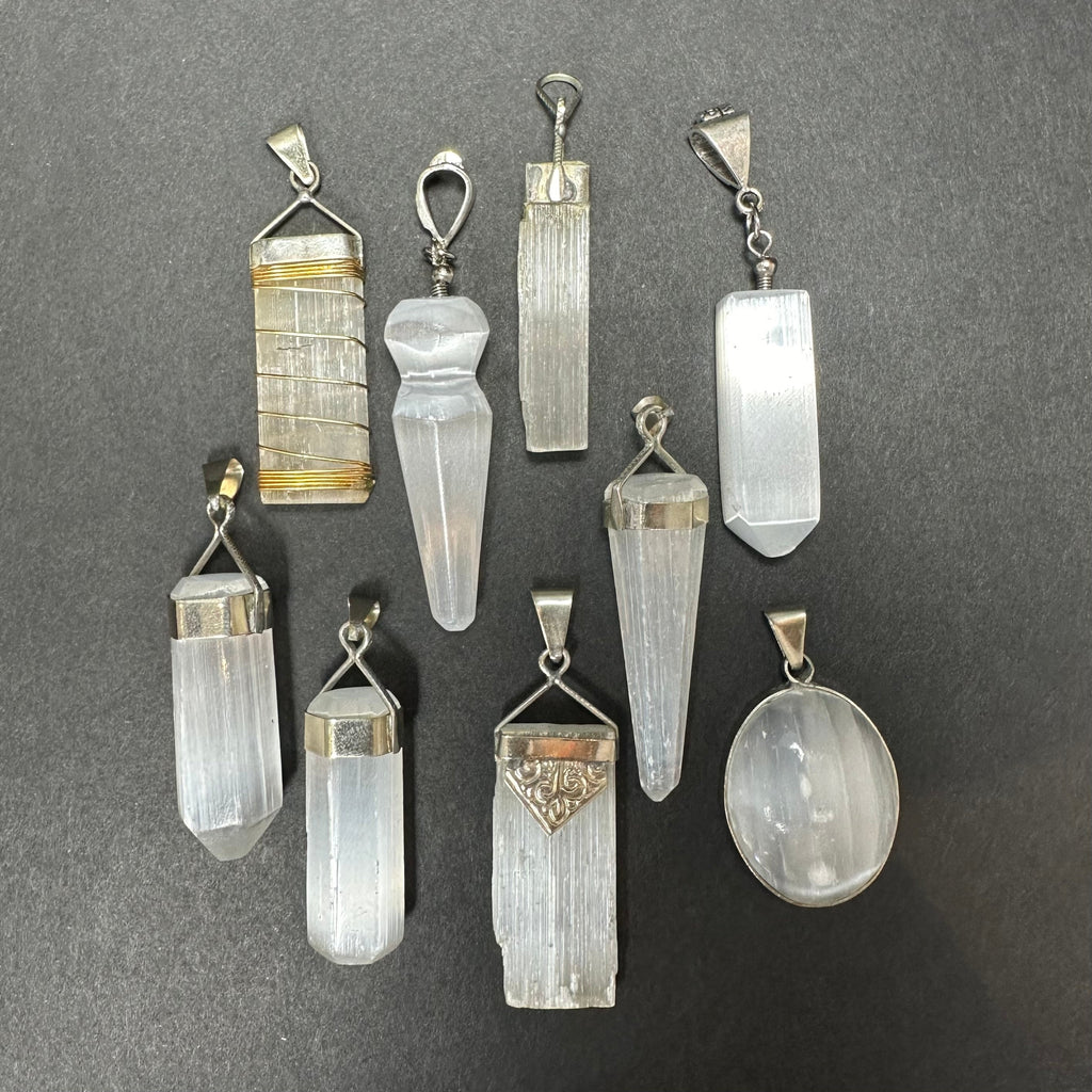 Selenite Pendant in Sterling Silver Clasp | Jewelry | Wiccan Center