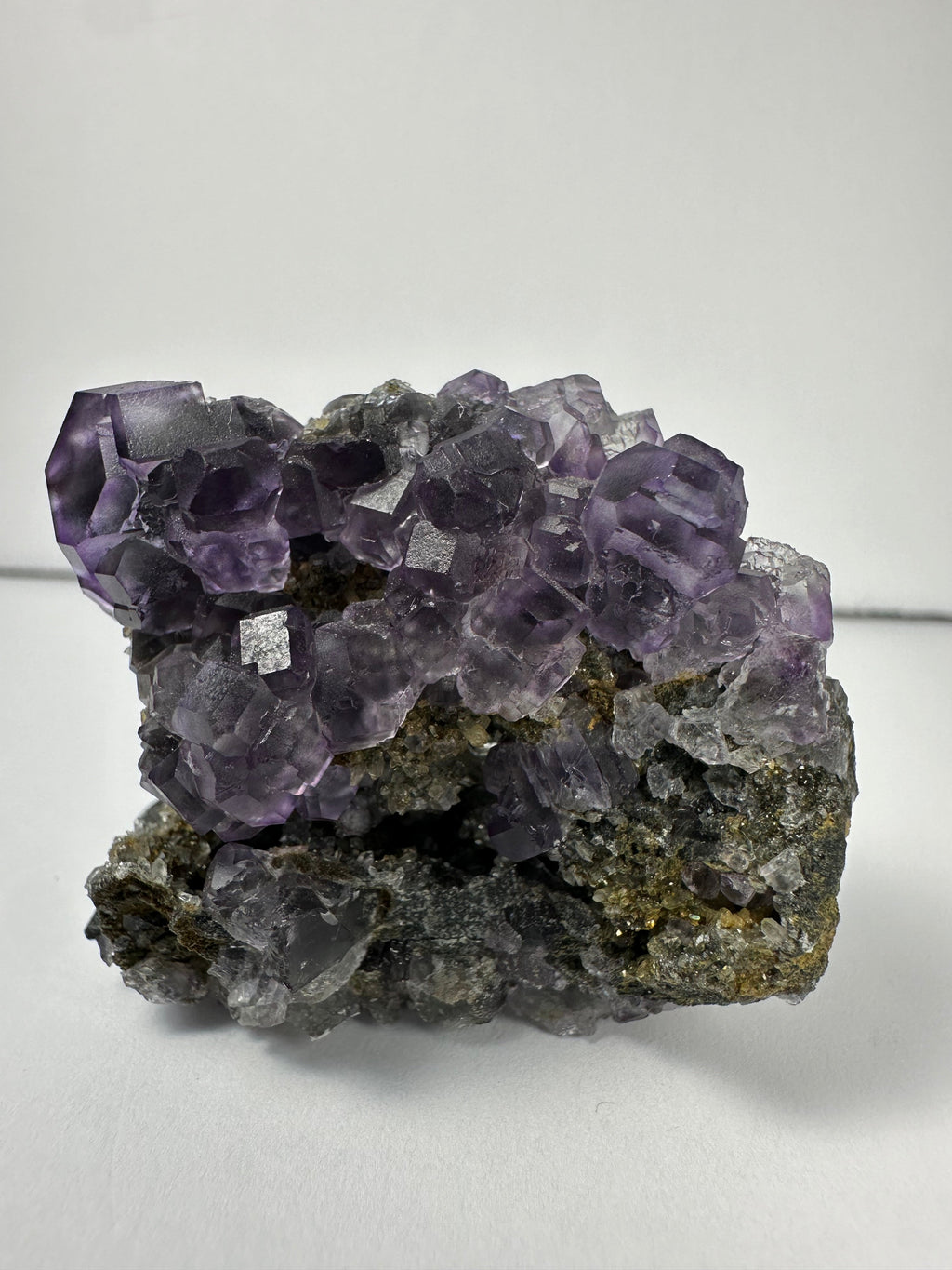 Purple Dodecahedral Fluorite with Calcite on matrix | Minerals | Wiccan Center