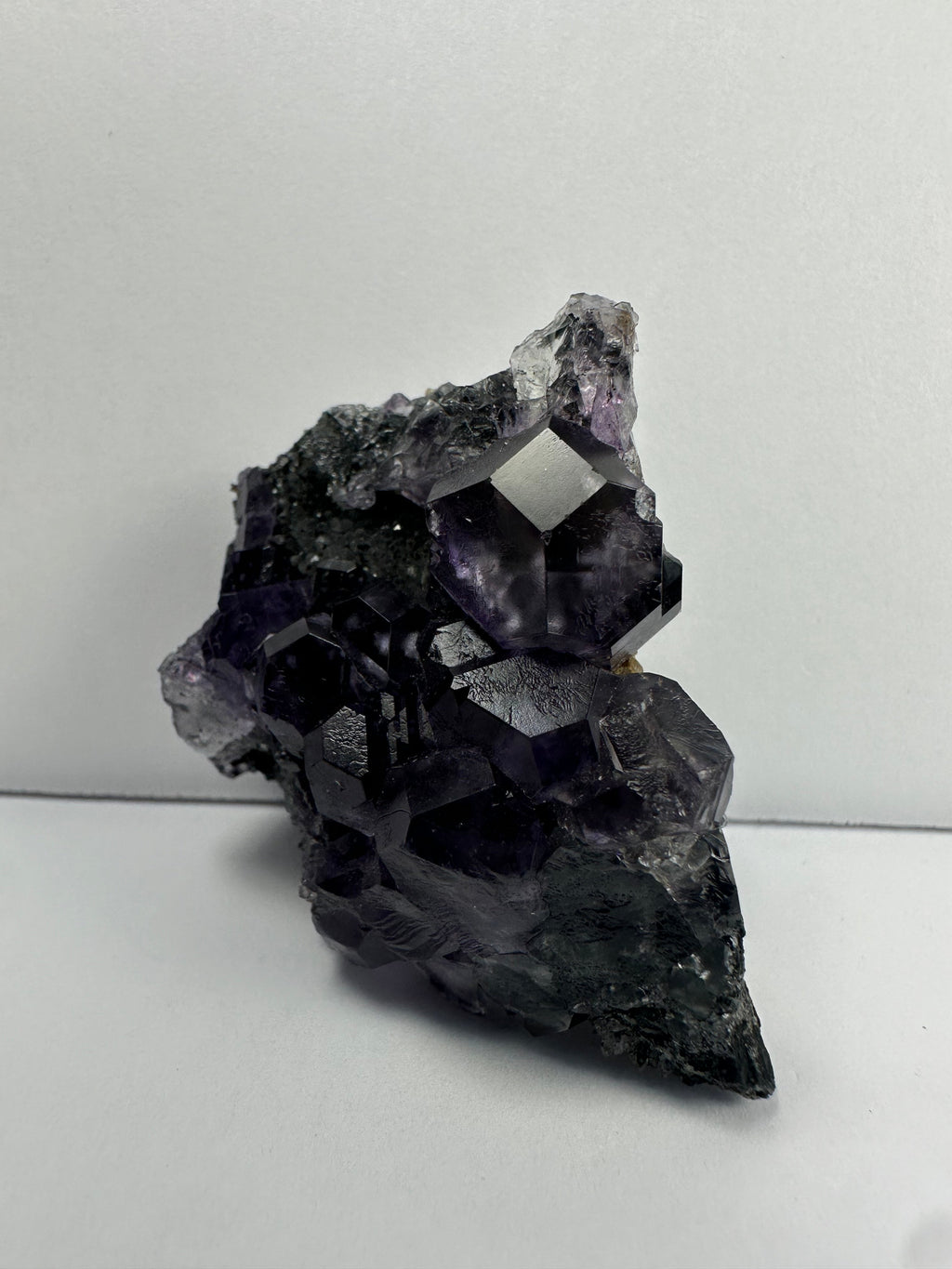 Purple Dodecahedral Fluorite with Calcite on matrix | Minerals | Wiccan Center